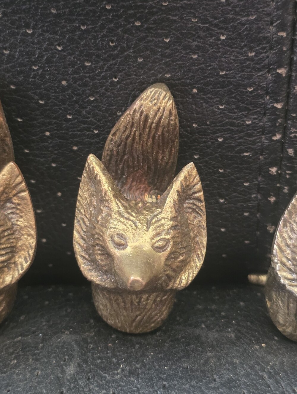 3 Small Fox Head Cupboard Knobs – Solid Brass – Vintage Antique Style - Picture 1 of 3